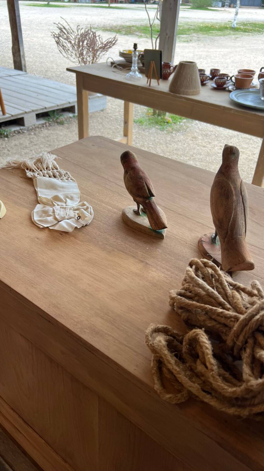 Small countertop made of raw wood