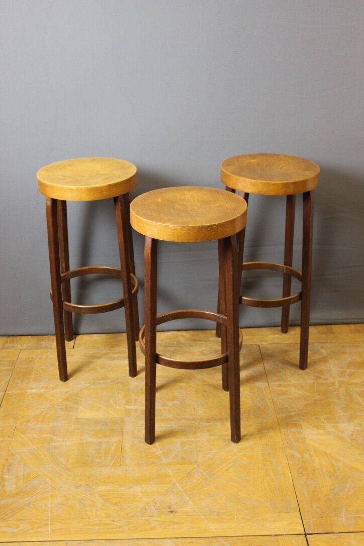 Suite of three bar stools circa 1940