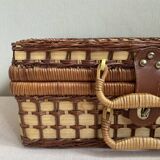 Double-colored wicker picnic case