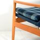 Scandinavian oak and blue wool armchair