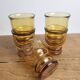 Vintage lot of 5 amber Pernod Verres from the 1970s bistro.