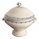 Antique Soup Tureen Vegetable Dish Faience Longwy Henri II Style Geometric Frieze