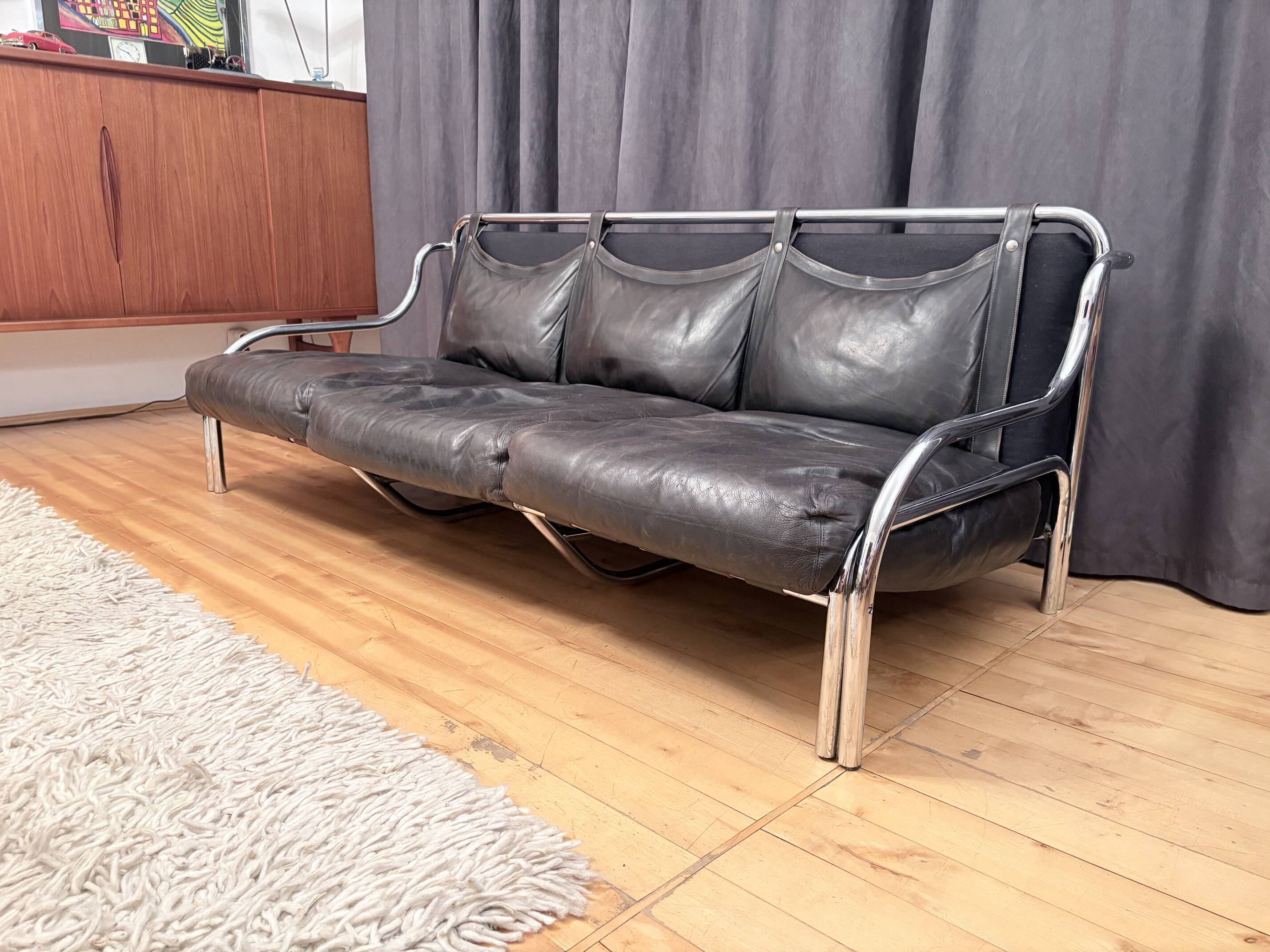 "Stringa" Three-Seater Sofa by Gae Aulenti, Poltronova, Italy, 1960s