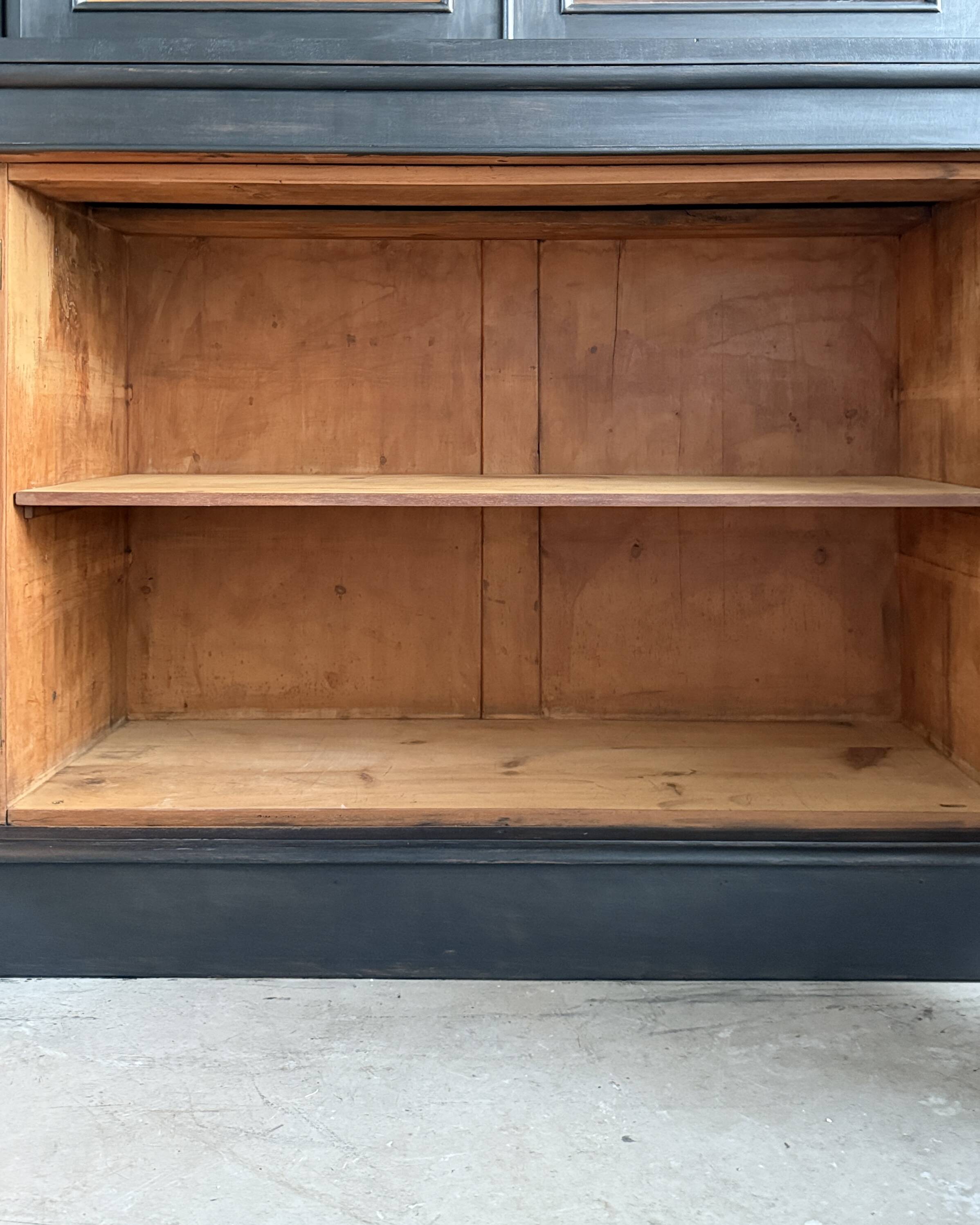 Large black patinated glass bookcase (renovated)