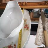 Gravy boat +2 Porcelain Raviers Limoges Lafarge / Floral Country Decor