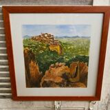 Ancienne peinture jean laville st germain roussillon + cadre bois