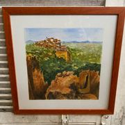 Old painting jean laville st germain roussillon + wooden frame