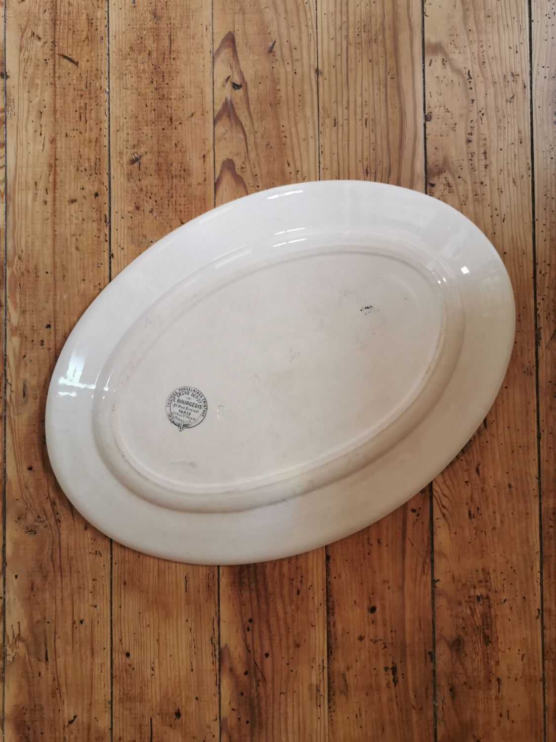 Old oval plate in iron earth