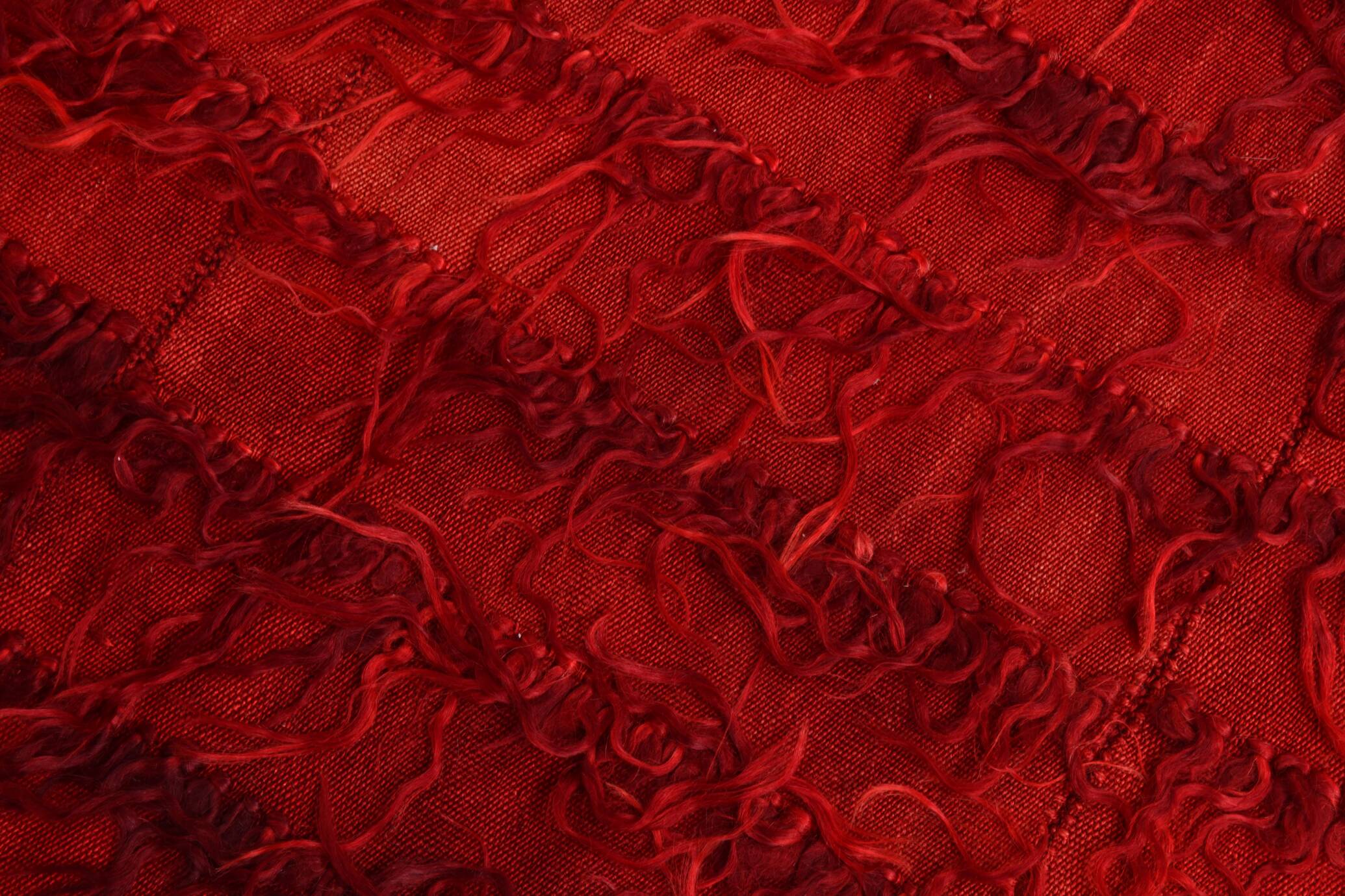 3x5 Wine Red Long Hairy Vintage Kilim Rug, 108x162Cm