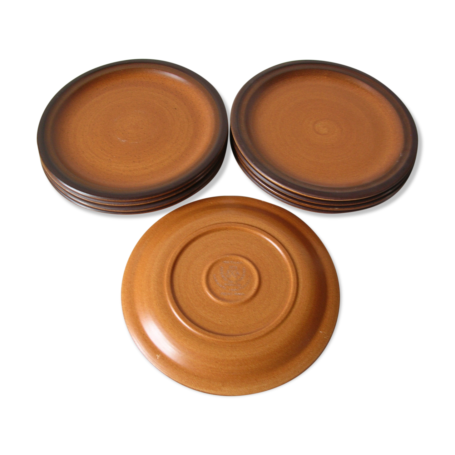 Set of 9 old large flat plates in sandstone series Meylan faience St Amand