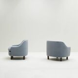 Set of 2 ice blue Mohair lounge chairs, 1950s Italy.