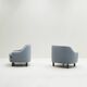 Set of 2 ice blue Mohair lounge chairs, 1950s Italy.