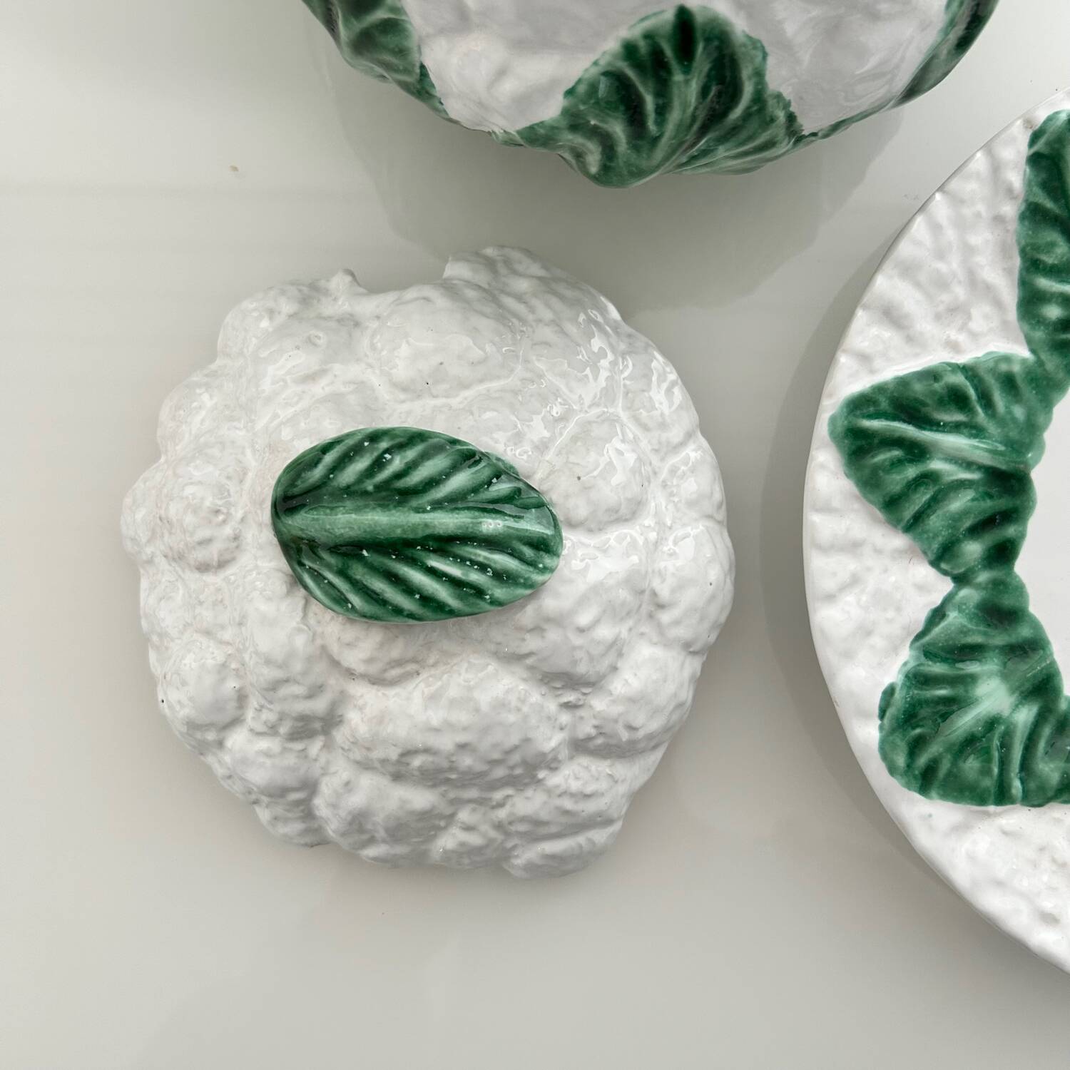 Cauliflower soup tureen in slipware