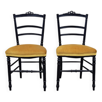 Pair of blackened wood Napoleon III chairs