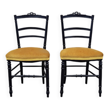 Paire de chaises en bois noirci Napoléon III