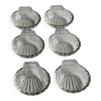 Set of 6 mini vintage shell cups Pyrex France