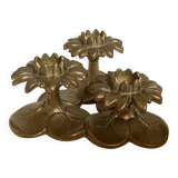 Brass flower trio candle holder