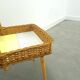 Rattan vintage tray on legs with yellow formica, fruit basket