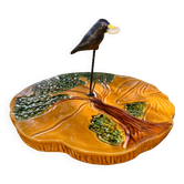 Ceramic cheese platter Vallauris, crow and tree, years