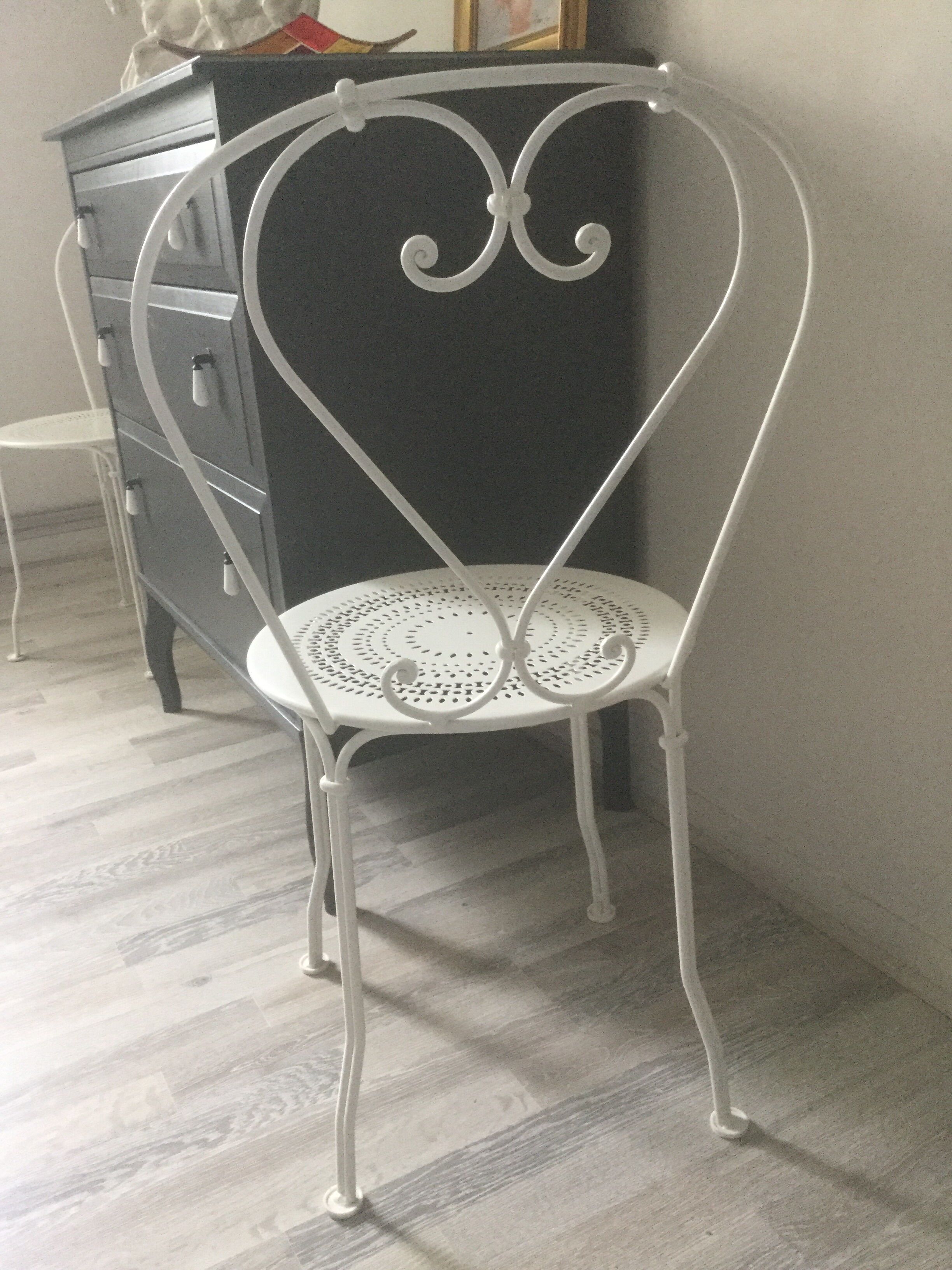 White metal chair