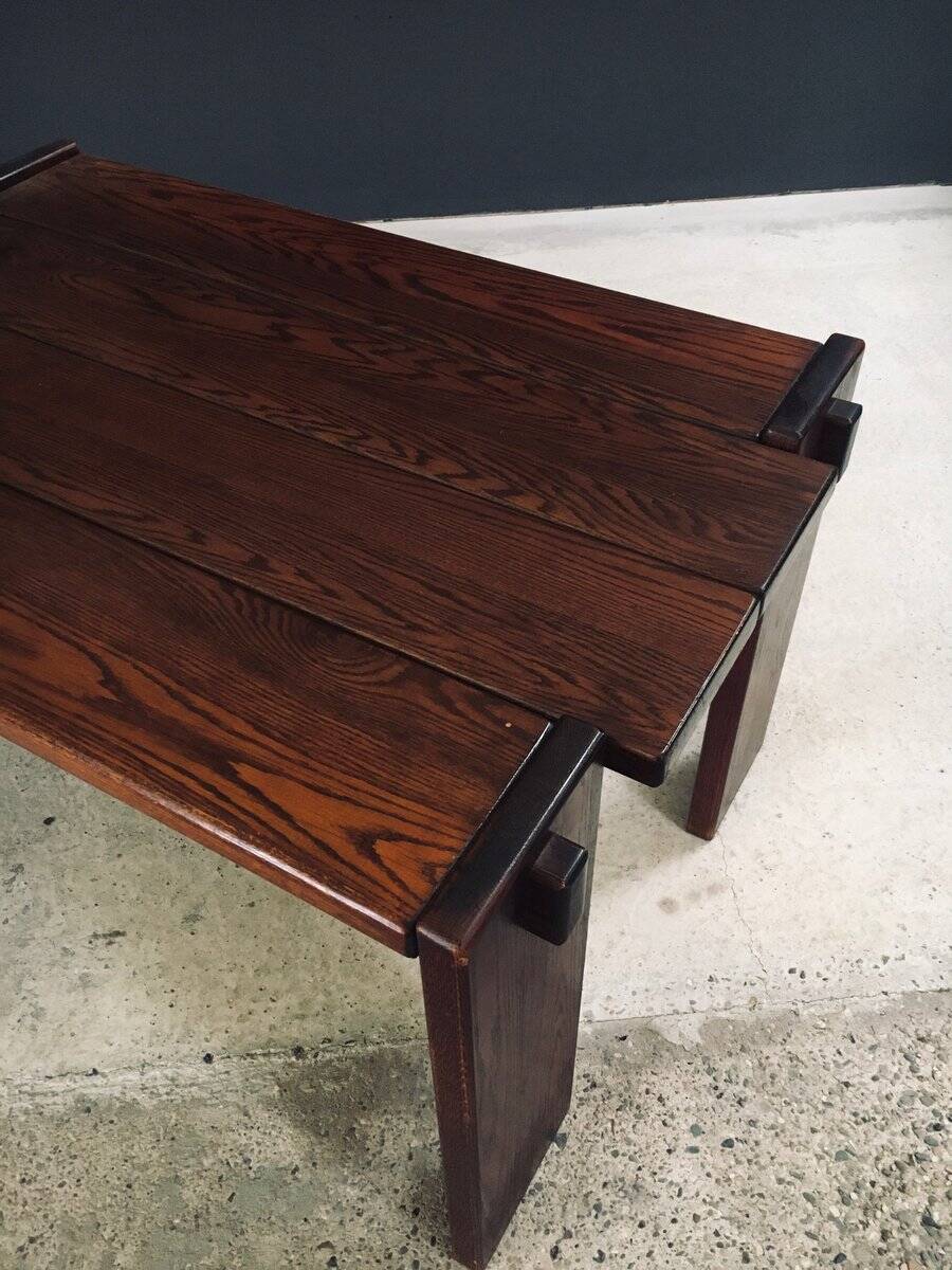 Constructivist Oak Dining Table, Belgium, 1960s