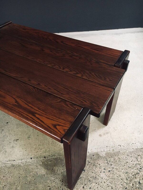 Constructivist Oak Dining Table, Belgium, 1960s