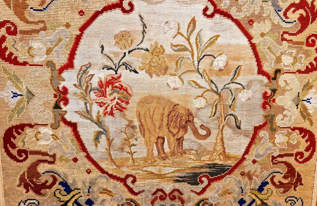 Écran de cheminée avec tapisserie fin XIXème