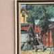 Original oil on panel “Red cottages” by Ingrid Larsblad, vintage & framed 30×40cm