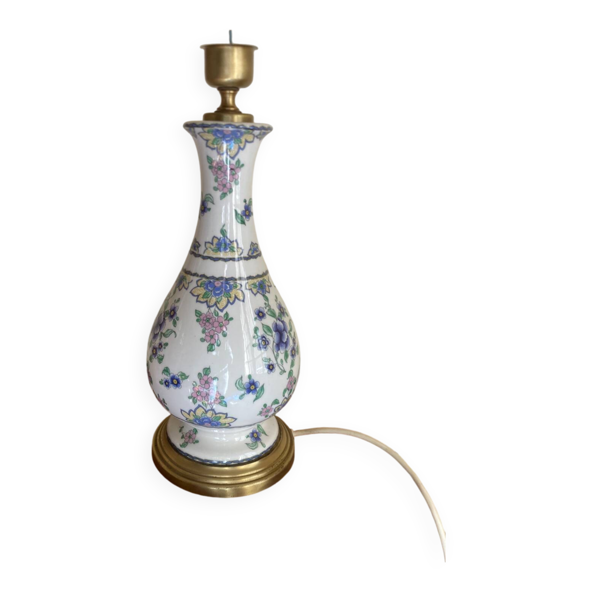 Porcelain and brass lamp base H 41cm