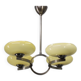 Art Deco nickel chandelier with champagne glass, Czechoslovakia 1930s