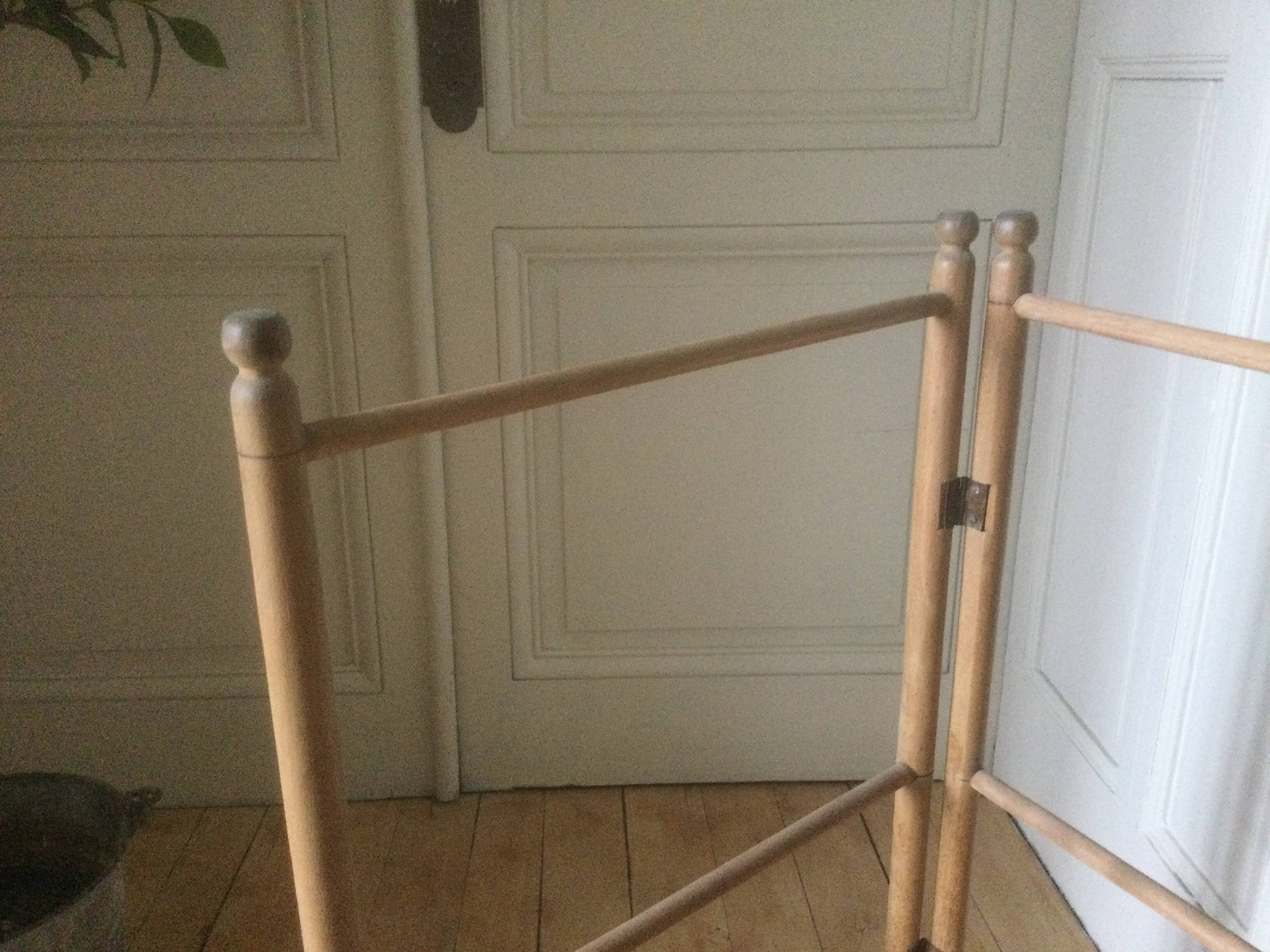 Old natural wood towel rack