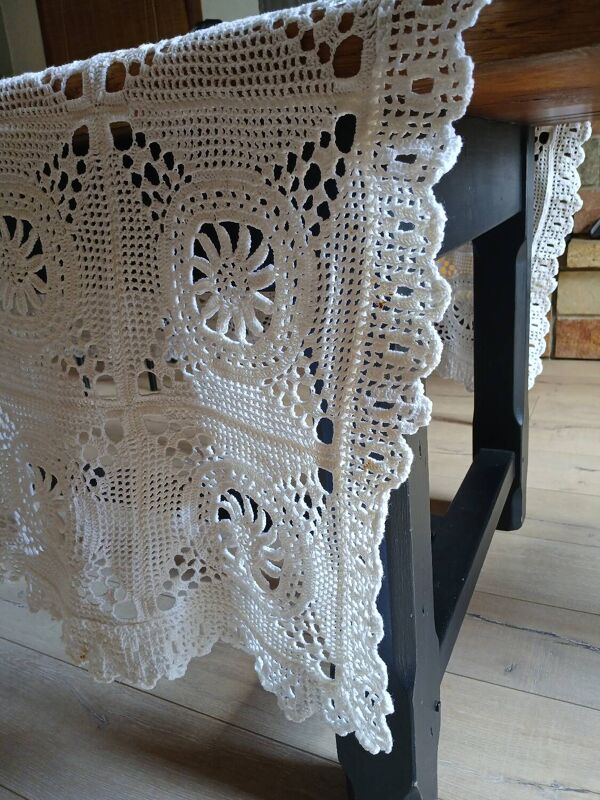 Dessus de lit ancien en crochet fait main