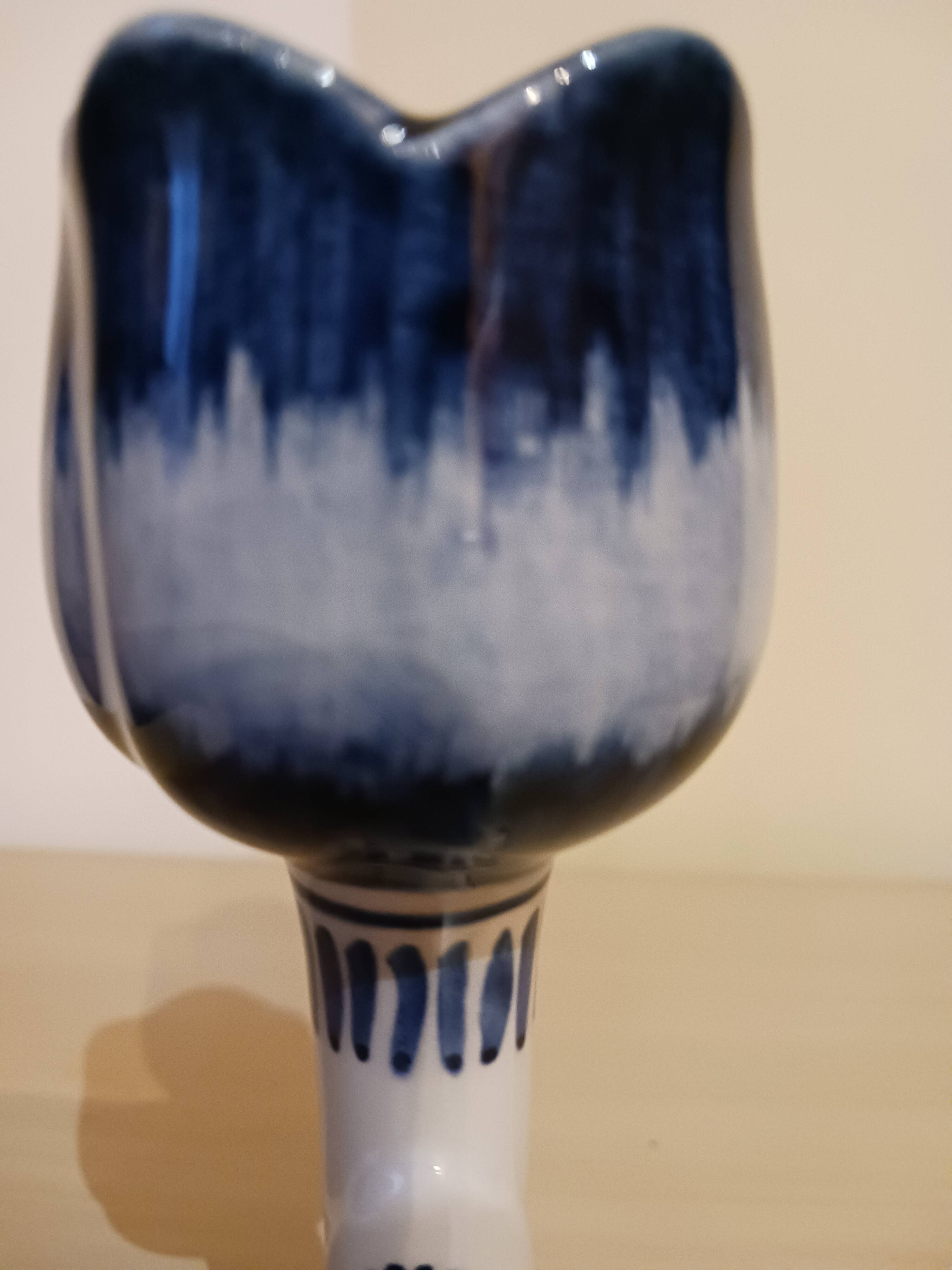 Pair of Delft earthenware candlesticks