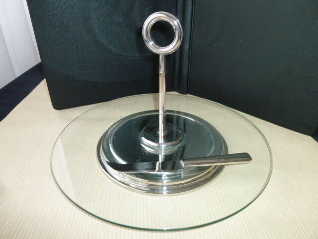 Glass and silver metal cheese platter