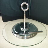 Glass and silver metal cheese platter