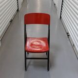 Red and black wooden folding chair By Egon Eiermann, Set of 4 chairs