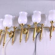 Pair, Neo-Classic Wall Sconces, with Original Tulip Opaline, Maison Jansen France Mid-Century