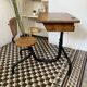 Old school desk with integrated chair – oak and metal – year