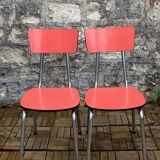 Pair of red Formica chairs Roc 1960