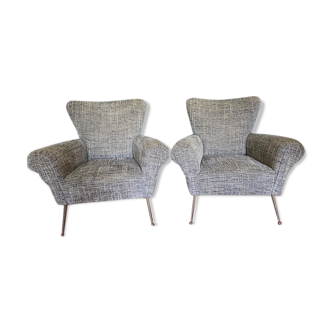 Pair of Italian armchairs in Kennedy buckles