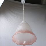Mid-century white and pink glass suspension French vintage 1950