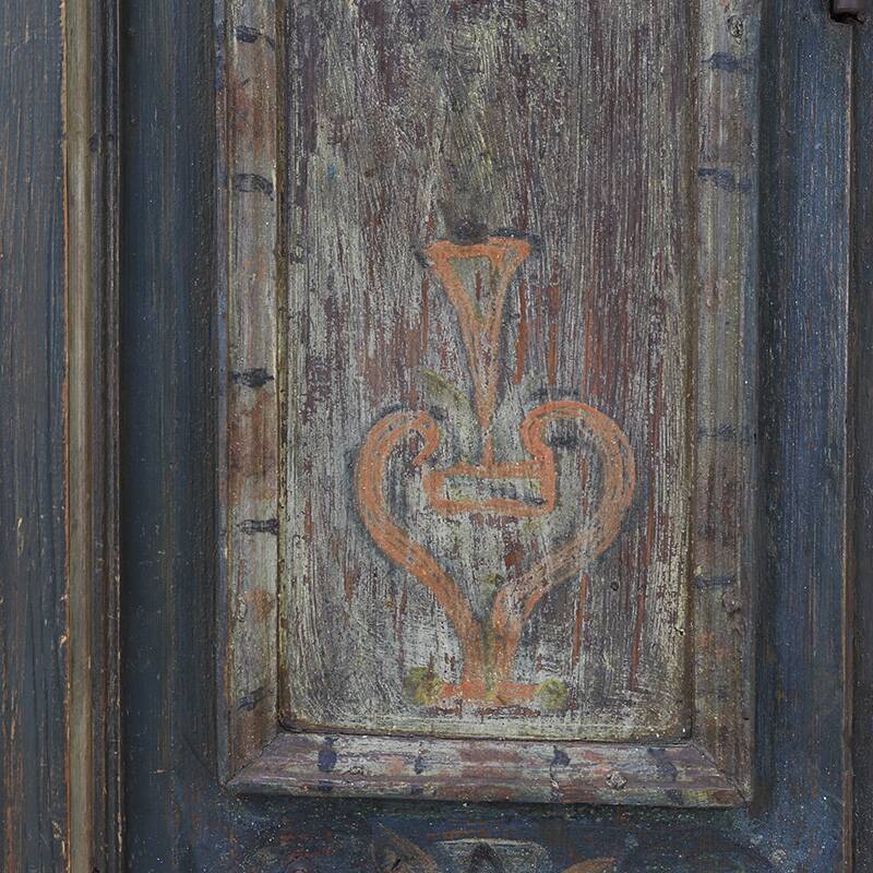Antique Rustic Farmhouse Folk Art Painted Bridal Cabinet 1882