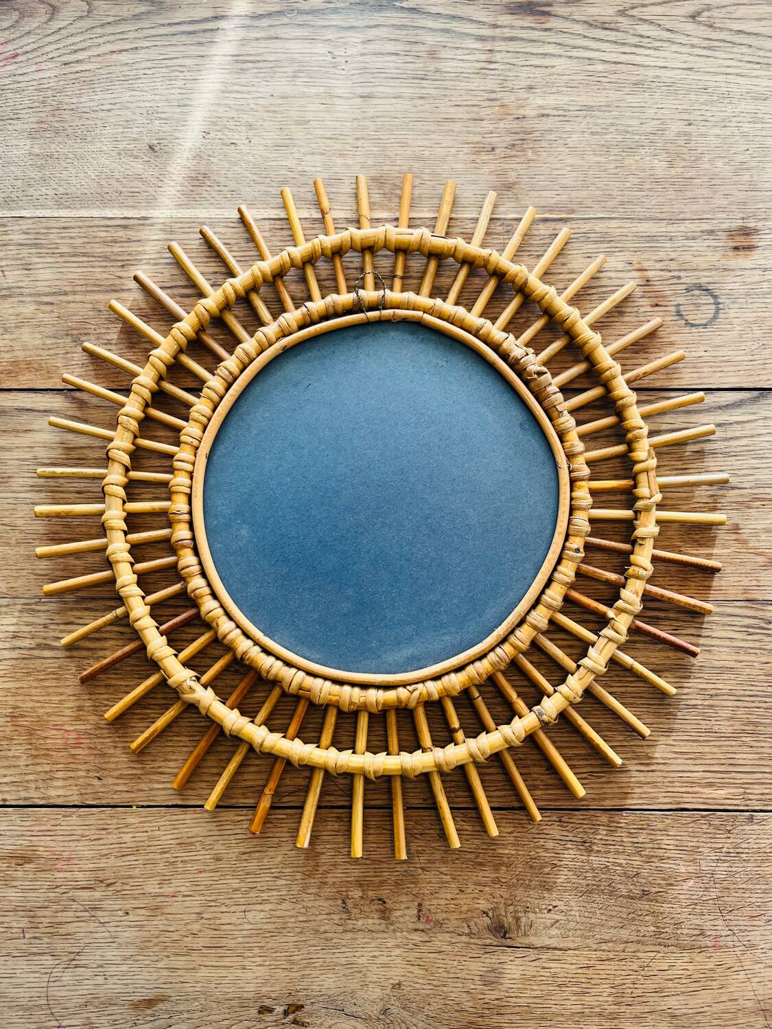 Authentic rattan sun mirror 60s