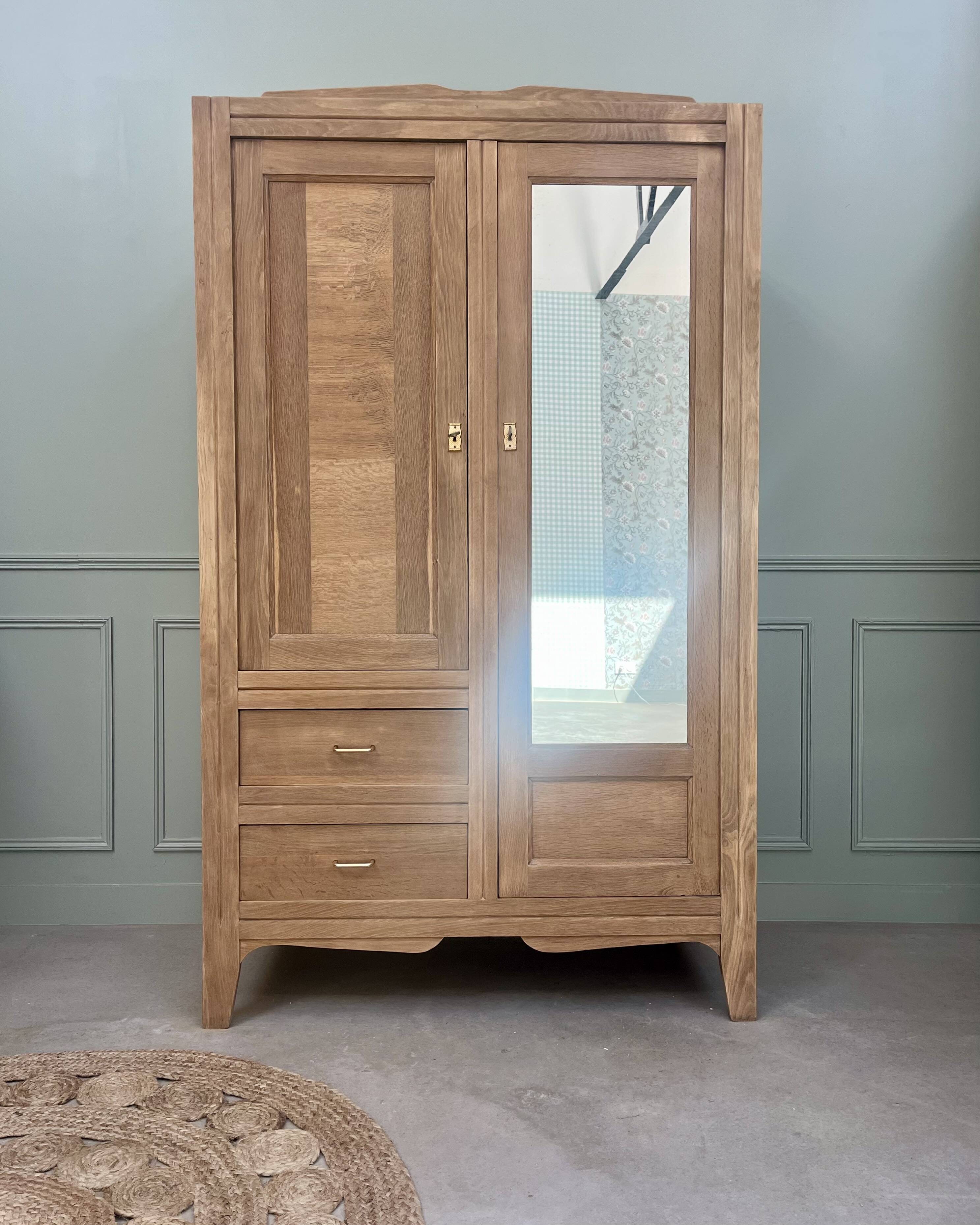 Wardrobe with two doors and mirror (renovated)