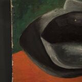 Oil on canvas by A. Gareau 1959 still life with ceramics