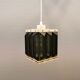 Old Swedish lamp made of metal and smoked solid glass pieces.