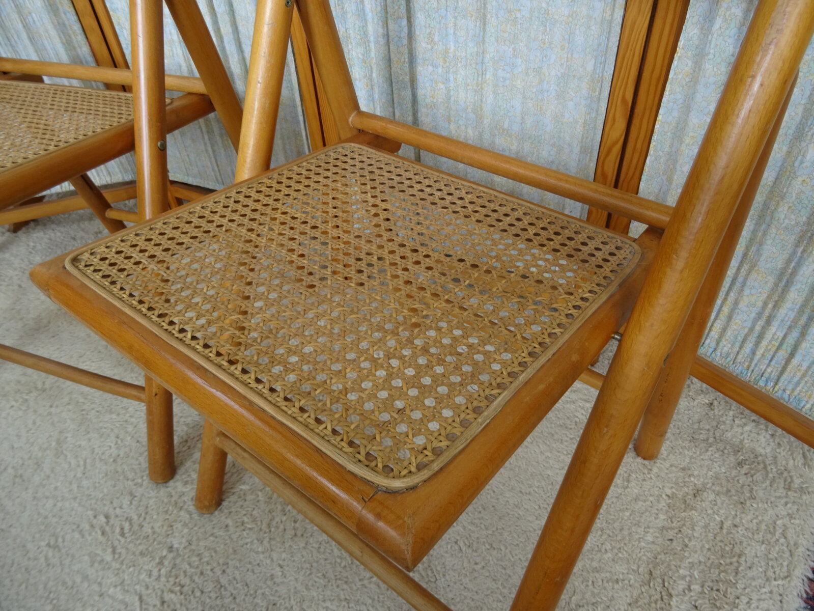 Pair of canned folding chairs