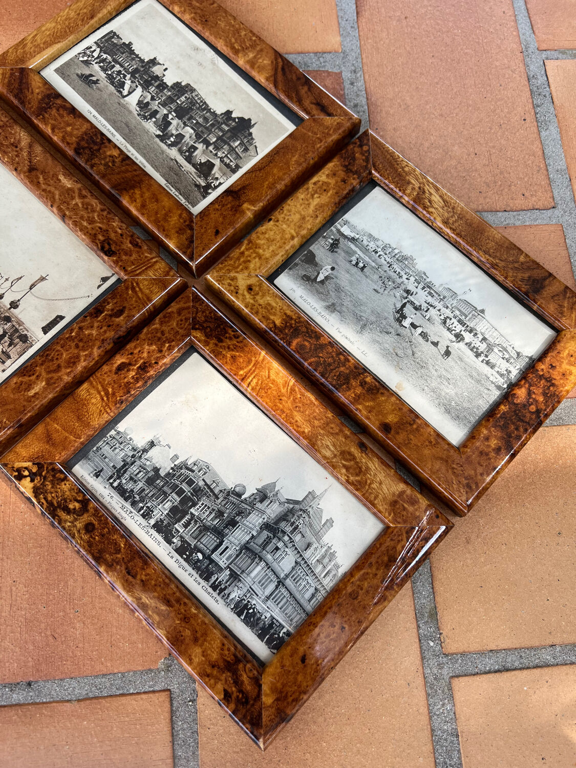 Set of 4 old postcard frames
