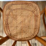 Set of 4 cane chairs in bentwood and honey-coloured cane thonet early 20th century