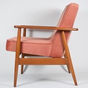 Pink velvet armchair, designer M. Zielinski, 1960s, Poland